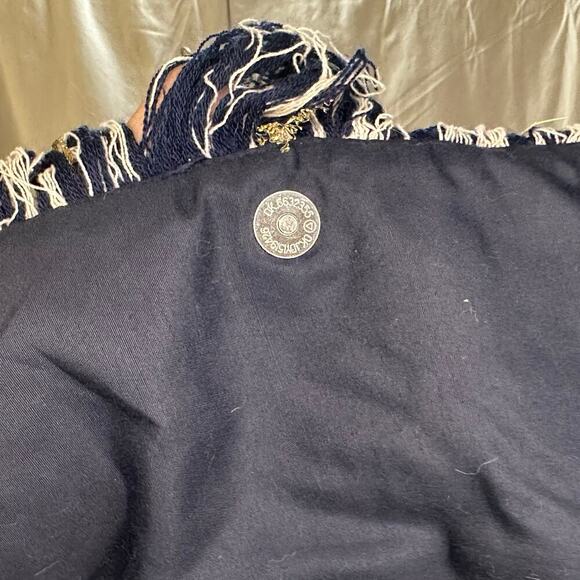 Boho Fringe Crossbody Bag – Navy & Cream Woven Fabric - Picture 5 of 7